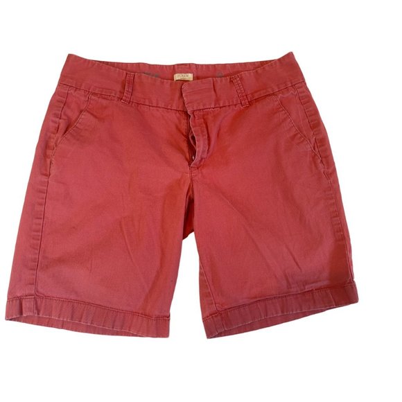 J. Crew Womens Frankie Chino Trunk Shorts Mid-Rise Stretch Lightweight Red SZ 8 - Picture 1 of 10